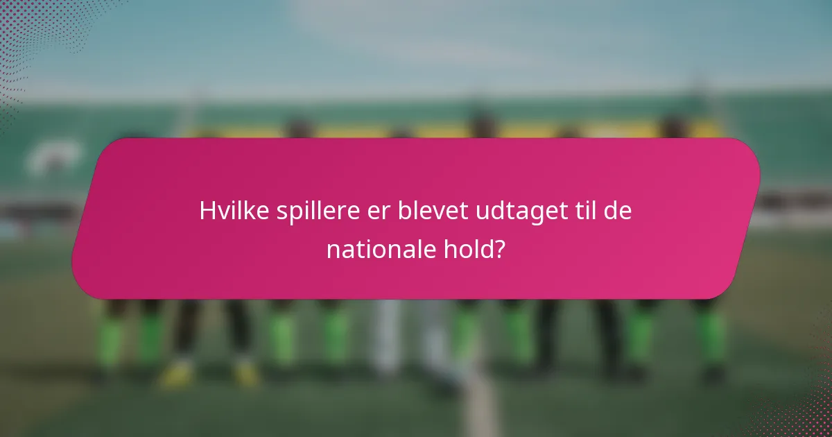 Hvilke spillere er blevet udtaget til de nationale hold?